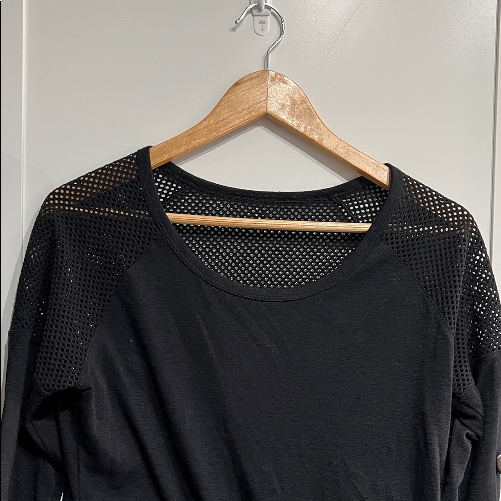Sexy and Sophisticated Black Mesh Sleeve Women's Top